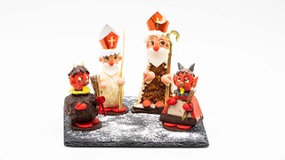 Nikolaus und Krampus aus Marzipan