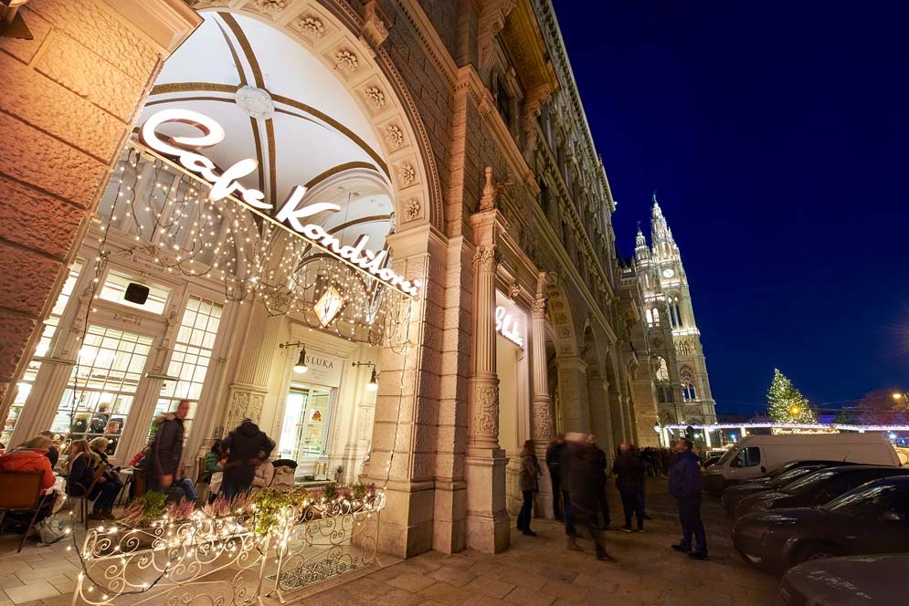 Sluka town hall square during the Christmas season 